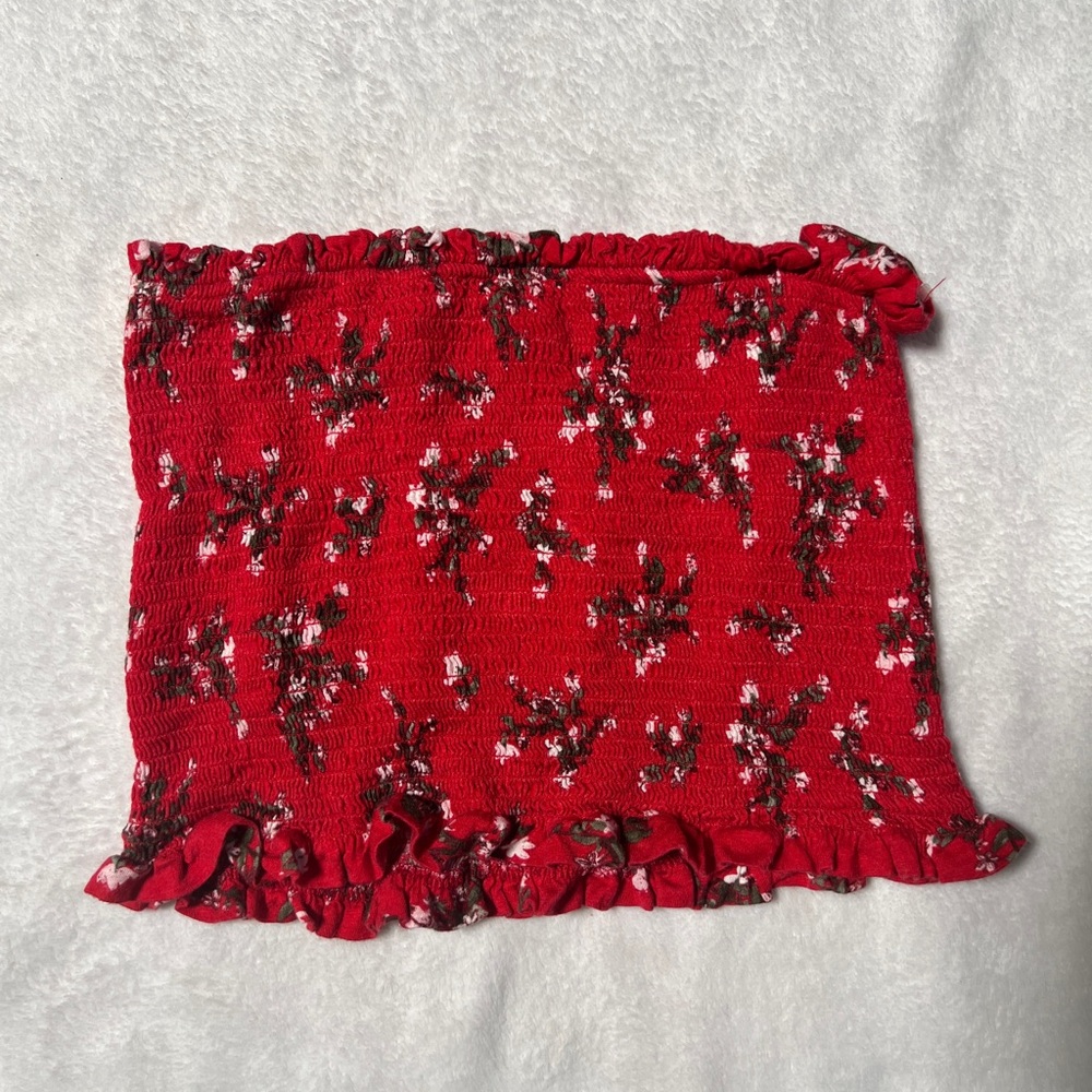 Red flower tube top